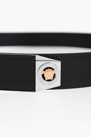 Leather MEDUSA HERITAGE Belt with Two-Tone Metal Loops 30mm