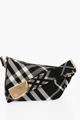 Checked SHIELD MESSENGER Crossbody Bag with Golden Details