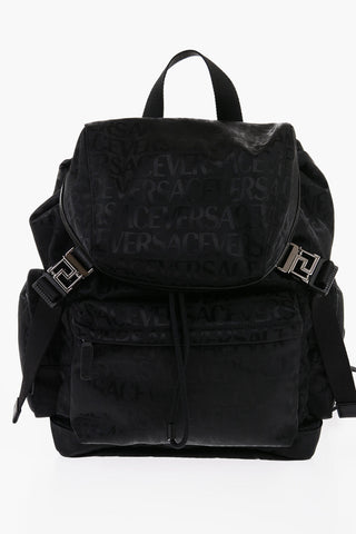 Nylon Backpack with All-Over Logo