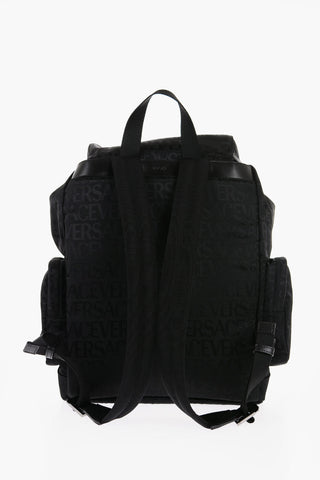 Nylon Backpack with All-Over Logo
