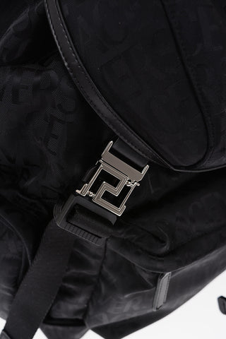 Nylon Backpack with All-Over Logo