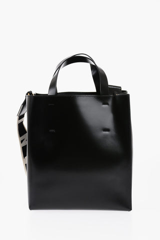 Leather MUSEO Mini Tote Bag with Removable Shoulder Strap
