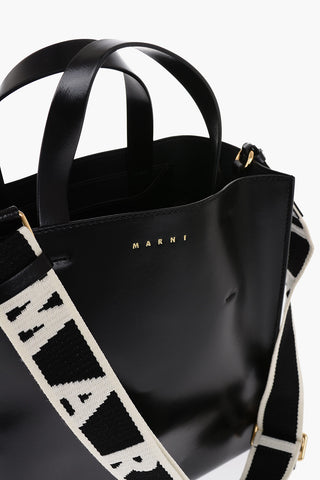 Leather MUSEO Mini Tote Bag with Removable Shoulder Strap