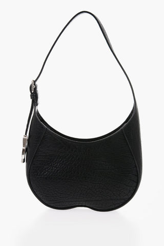 Textured Leather CHESS BAGUETTE Shoulder Bag with Silver-Tone Detail
