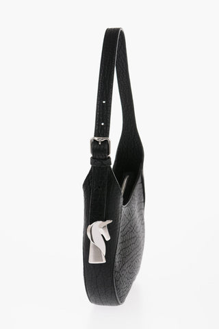 Borsa a Spalla CHESS BAGUETTE in Pelle Martellata con Dettaglio Argentato