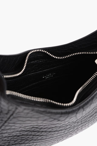 Textured Leather CHESS BAGUETTE Shoulder Bag with Silver-Tone Detail