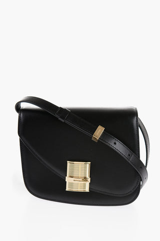 Leather Crossbody Bag with Golden Detail