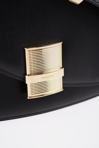 Leather Crossbody Bag with Golden Detail