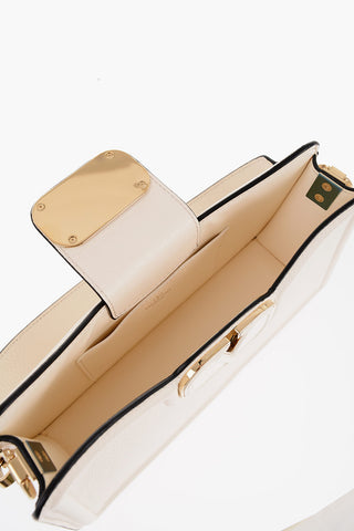 GARAVANI Textured Leather VLOGO Shoulder Bag with Golden Details