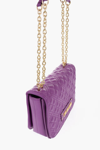 LOVE Quilted Faux Leather Shoulder Bag with Golden Logo