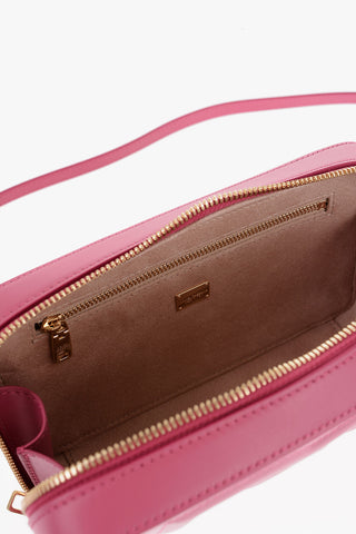 Solid Color Leather Crossbody Bag with Embossed Monogram