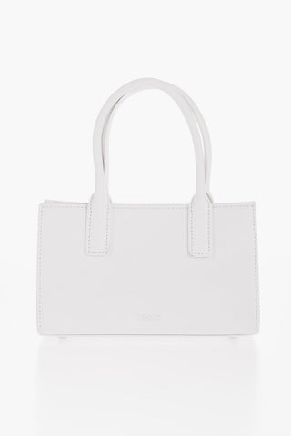 Solid Color Leather MEDUSA'95 Tote Bag with Silver-Tone Hardware