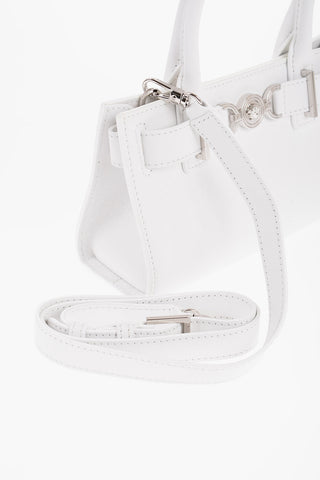 Solid Color Leather MEDUSA'95 Tote Bag with Silver-Tone Hardware