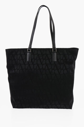 GARAVANI Fabric Tote Bag with Leather Trims and All-Over Monogram