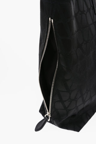 GARAVANI Fabric Tote Bag with Leather Trims and All-Over Monogram