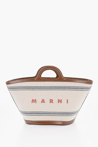 Fabric TROPICALIA Hand Bag with Leather Details