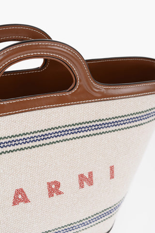Fabric TROPICALIA Hand Bag with Leather Details