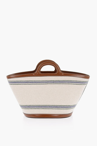 Fabric TROPICALIA Hand Bag with Leather Details