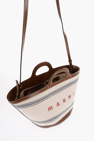 Fabric TROPICALIA Hand Bag with Leather Details