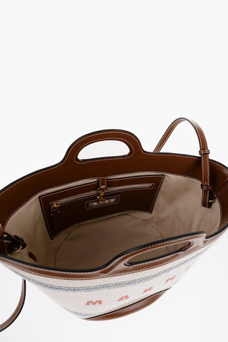 Fabric TROPICALIA Hand Bag with Leather Details