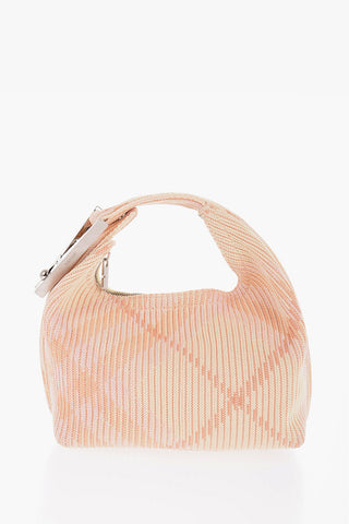 Checked Nylon PEG DUFFLE Handbag with Silver-Tone Detail