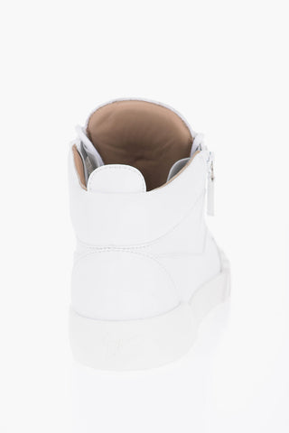 Solid Color Faux Leather High-Top Sneakers