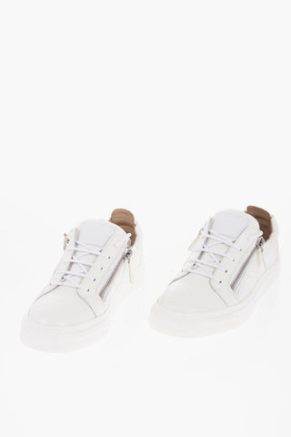 Crocodile Effect Faux Leather FRANKIE Low Top Sneakers with Side  Zip