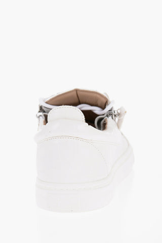 Crocodile Effect Faux Leather FRANKIE Low Top Sneakers with Side  Zip