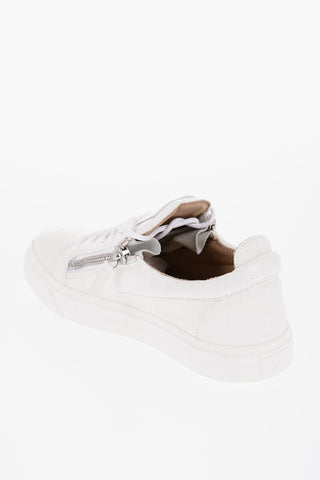 Crocodile Effect Faux Leather FRANKIE Low Top Sneakers with Side  Zip