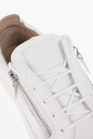Crocodile Effect Faux Leather FRANKIE Low Top Sneakers with Side  Zip
