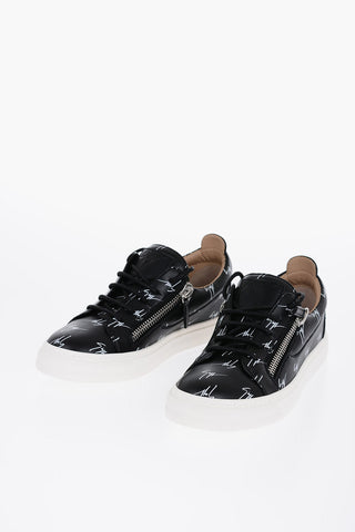 Leather Low-Top Sneakers with All-Over Monogram