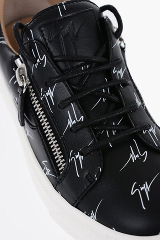 Leather Low-Top Sneakers with All-Over Monogram
