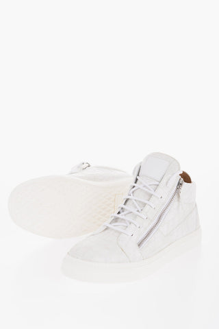 Crocodile Faux Leather Effect High-Top Sneakers