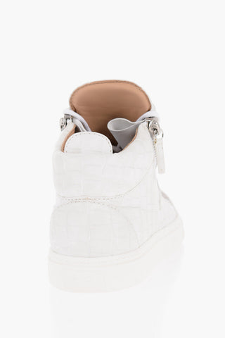 Crocodile Faux Leather Effect High-Top Sneakers
