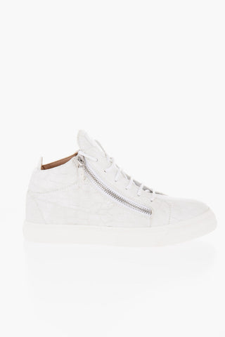 Crocodile Faux Leather Effect High-Top Sneakers