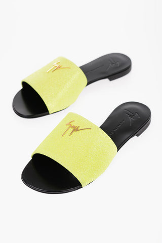 Sandali Flat Glitterati con Logo Dorato