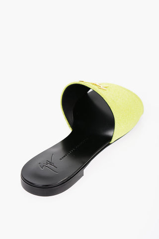 Sandali Flat Glitterati con Logo Dorato