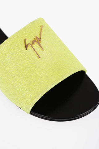Sandali Flat Glitterati con Logo Dorato