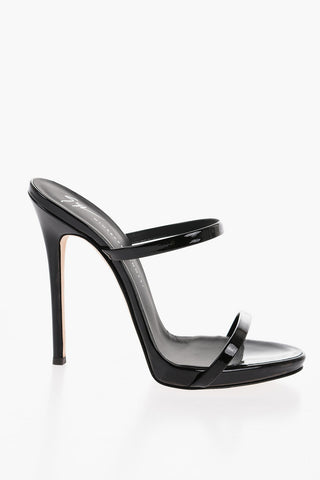 Solid Color Patent Faux Leather Sandals Heel 11cm