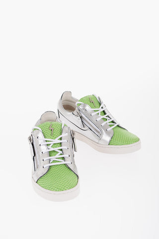 Leather Low-Top Sneakers with Metallic Leather Detail