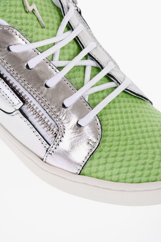 Leather Low-Top Sneakers with Metallic Leather Detail