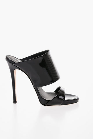 Patent Faux Leather Sabot with Heel 11cm
