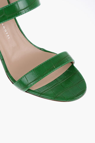 Crocodile-Effect Leather Sandals with Heel 8,5cm
