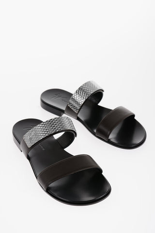 Leather Sandals with Silver-Tone Detail