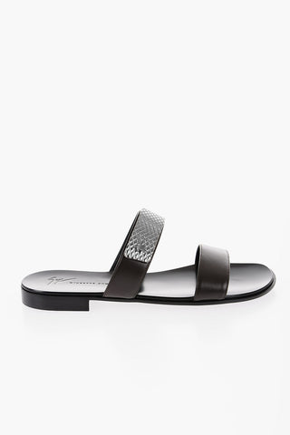 Leather Sandals with Silver-Tone Detail