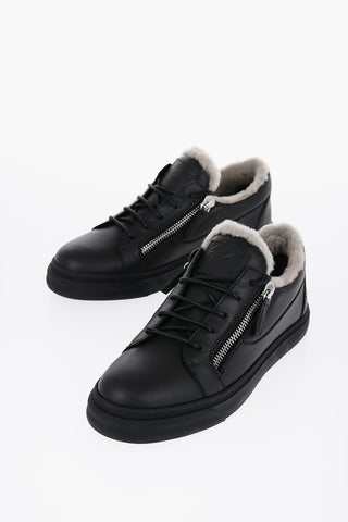 Sneakers Basse in Pelle con Interno in Pelliccia