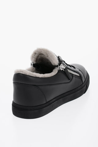 Sneakers Basse in Pelle con Interno in Pelliccia