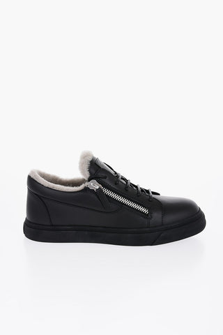 Sneakers Basse in Pelle con Interno in Pelliccia