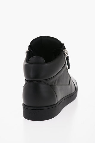 Leather Mid-Top Sneakers with Side Zip