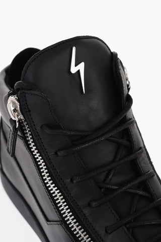 Leather Mid-Top Sneakers with Side Zip